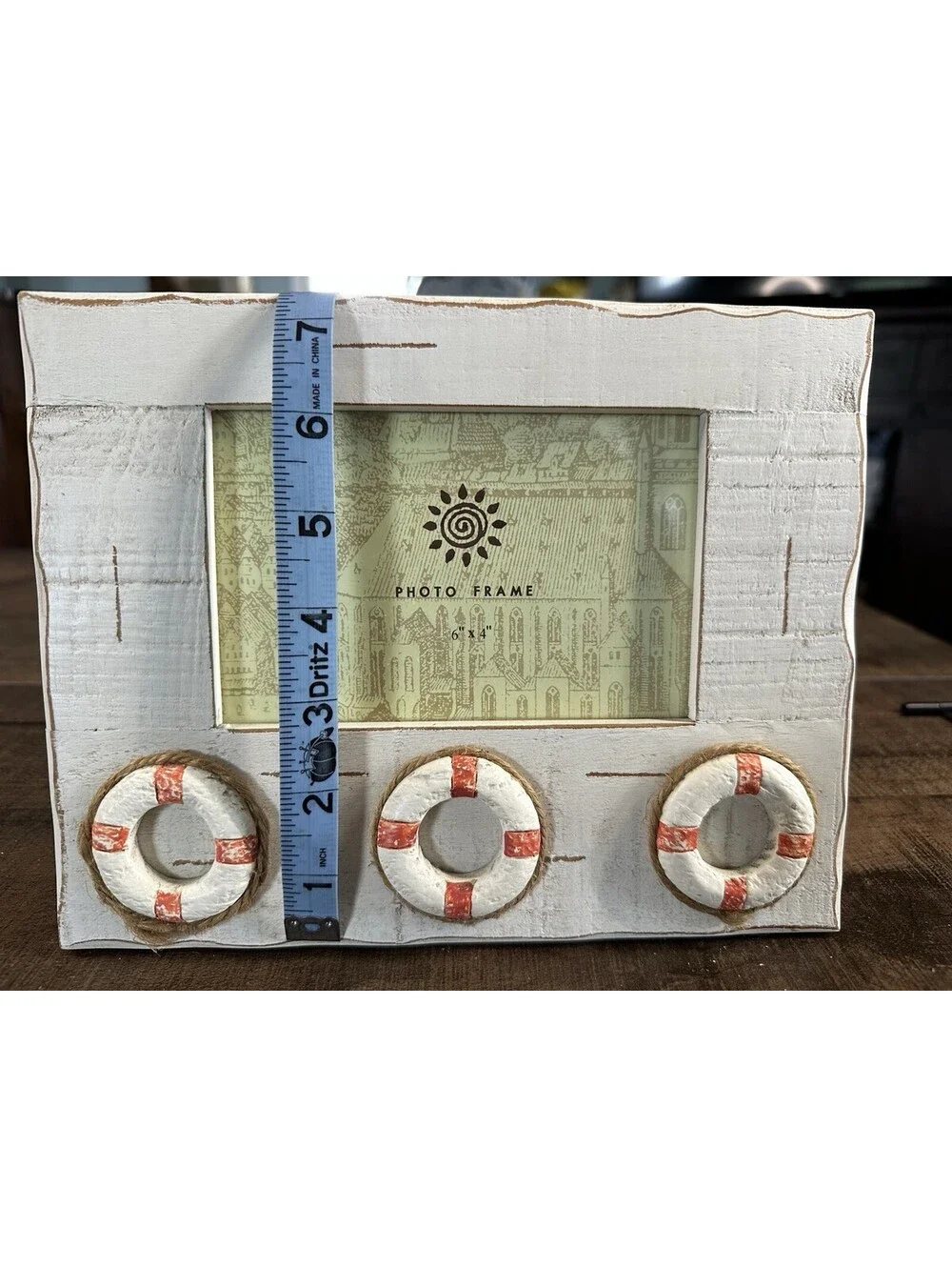 Nautical Themed Photo Frame with Life Preserver Accents